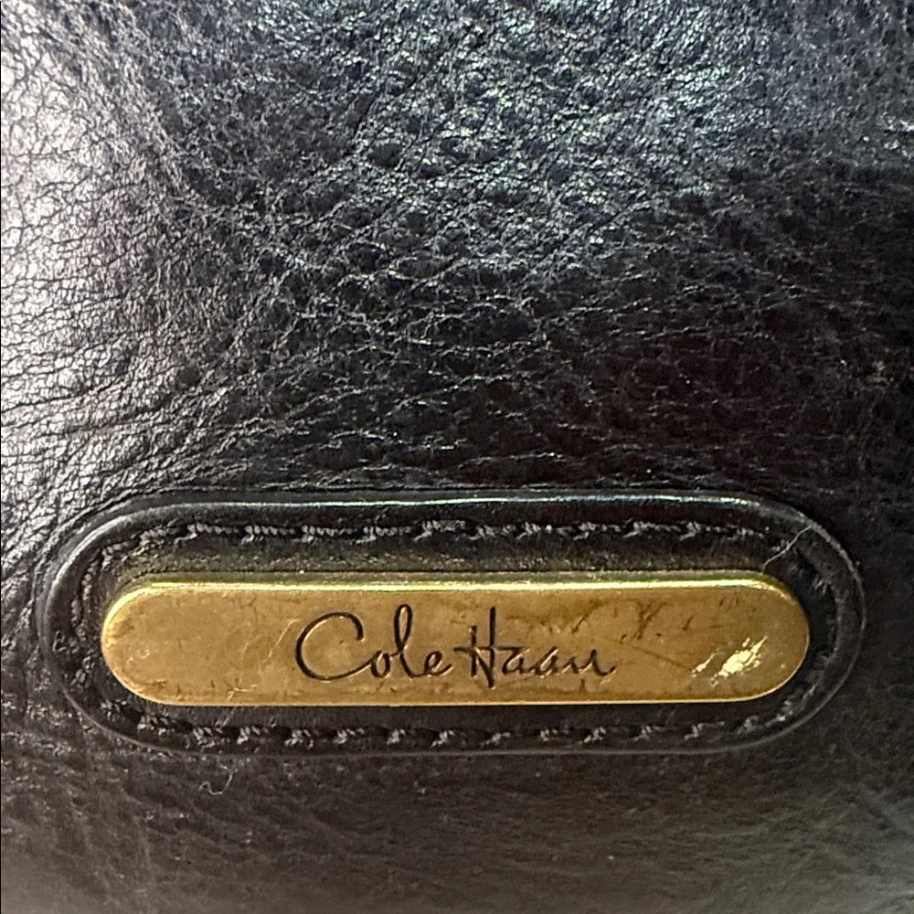 Cole Haan Black Leather Bag with Gold Detail